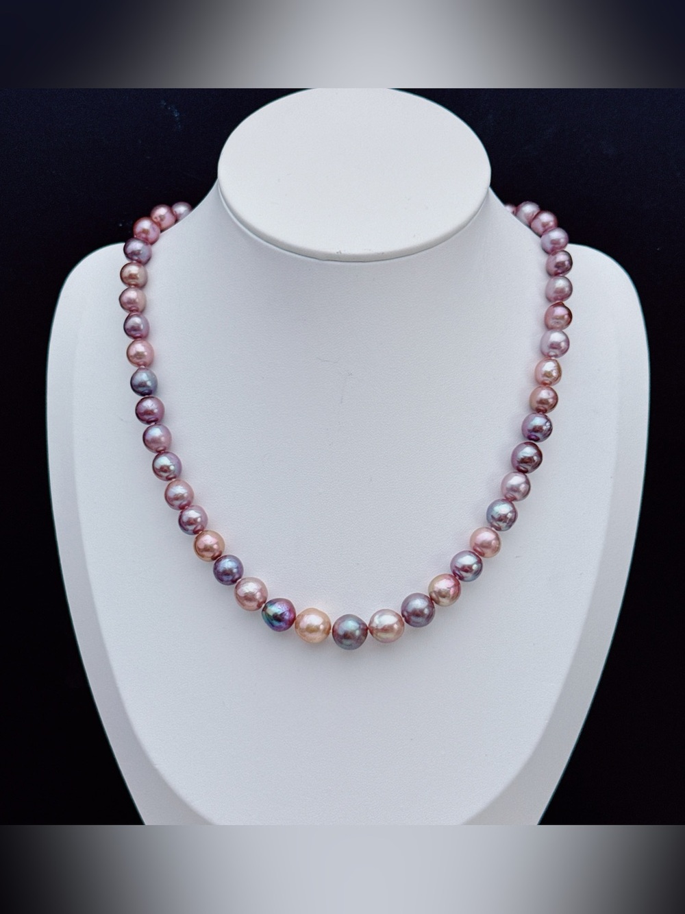 X815 Handmade Freshwater Edison Baroque Pearl Necklace Blueberry Luster - Picture 4 of 13